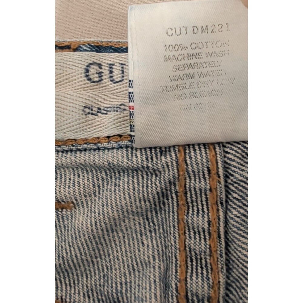 🔥 VTG 90s GUESS USA Denim Capris • Triangle Logo Size 32 - Picture 8 of 11